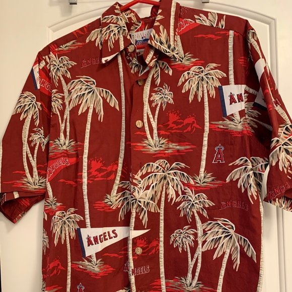 Angel Baseball Hawaiian Shirt Large Men's - Picture 1 of 2